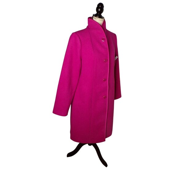 🆕KATE SPADE Satin Trim Stand Collar Wool Blend Coat Pink Medium 8-10 - Picture 6 of 10